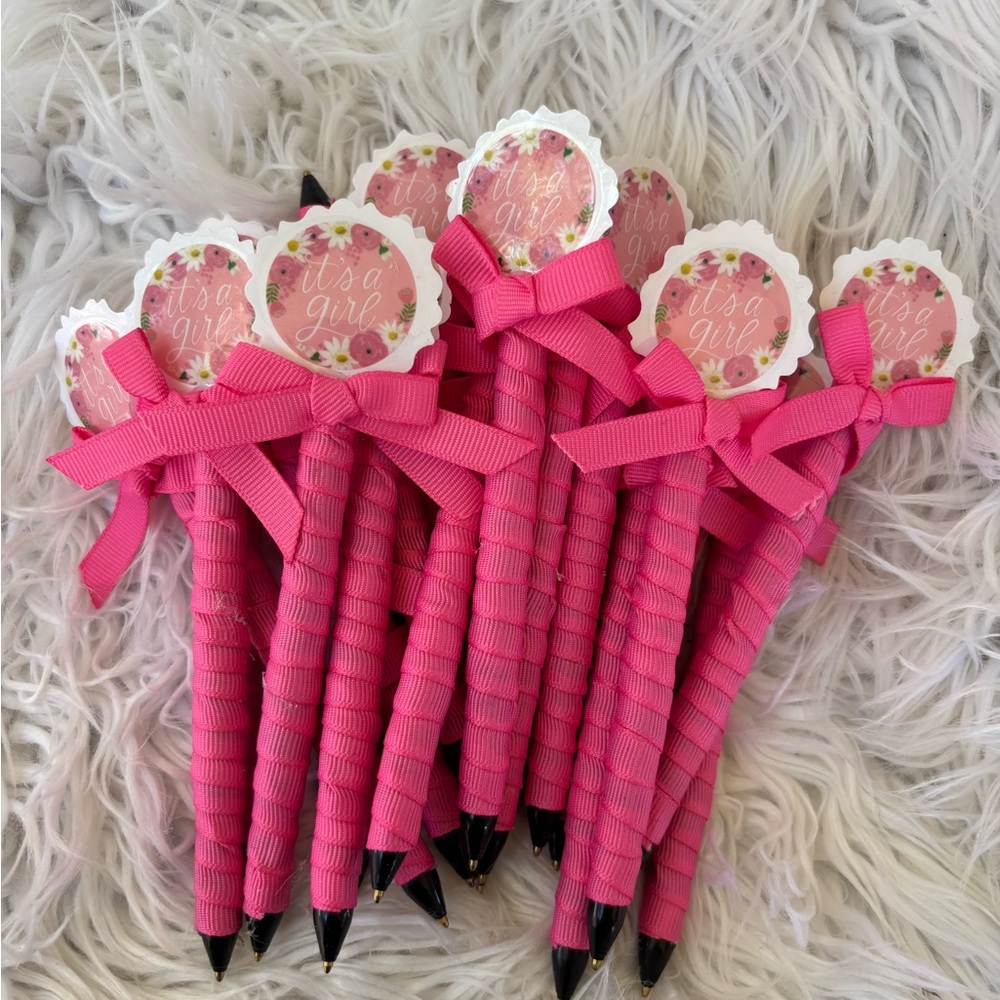 Pink Ribbon Wrapped Pens